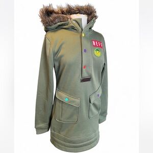 NEFF Custom Goods Anorak Pullover Jacket Army Green Faux Fur
Unisex Youth medium